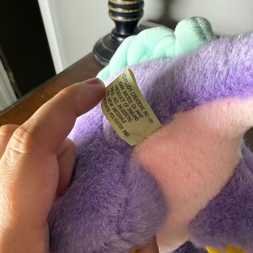 Plush Creations, Inc Purple Dinosaur Plush Plays Put On A Happy Face Stuffed Ani - Picture 7 of 7